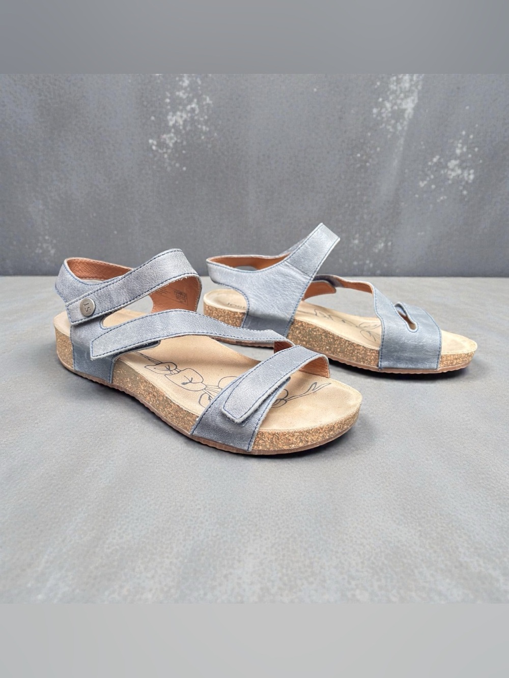 Women's Light Blue Adjustable Strap Cork-Style Comfort Sandals